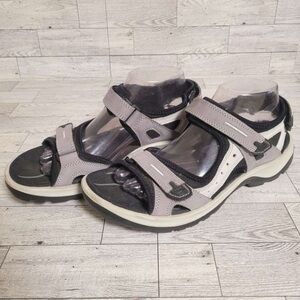 Women’s Ecco Yucatan Grey Nubuck Leather Off-Road Trail Hiking Sandals Size 10